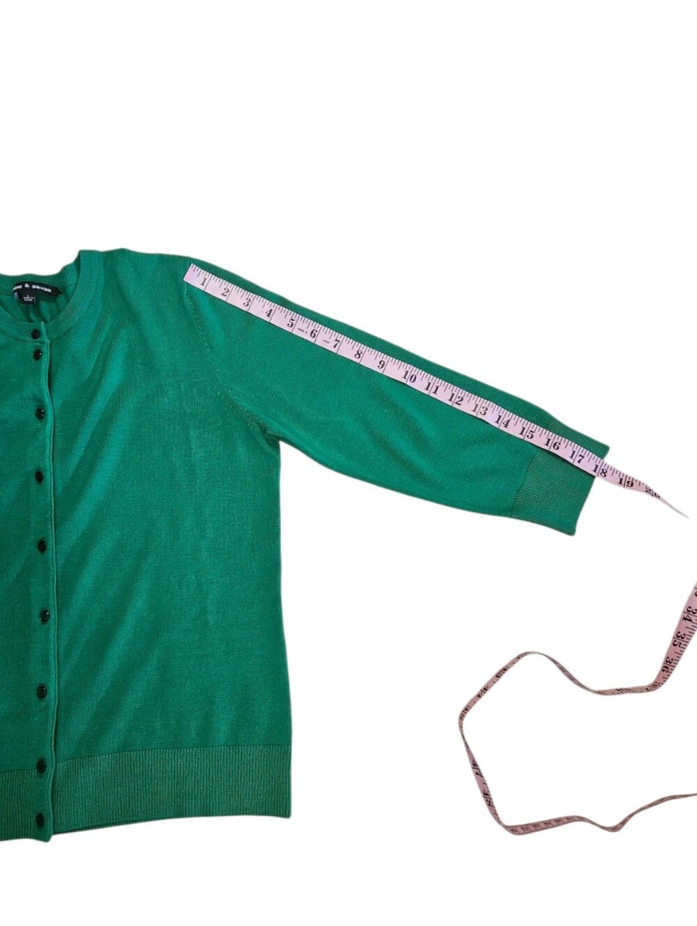 Cable & Gauge Cardigan Sweater Kelly Green Button Front Women's Large - Picture 9 of 11